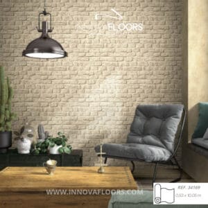 Papel de Coldagura Ladrillo Beige Arena Textura Tipo Loft 0011