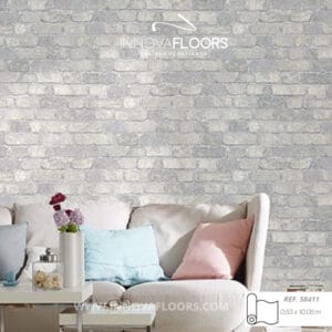 Papel de Coldagura Ladrillo Gris Claro Textura Industrial Tipo Loft 0037