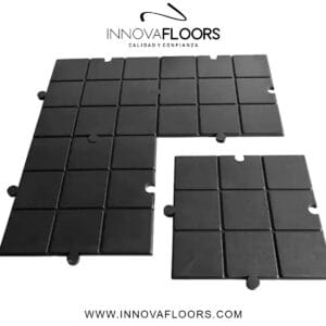 Piso Para Gimnasio Tipo Tableta Rompecabezas Color Negro Textura Cuadros