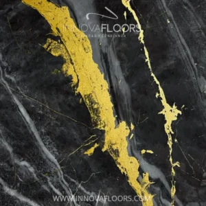Lamina PVC Marmolizada BLACK GOLD color Negro con Dorado, Ideal en lugares como Baños, Salas de Estar, Dormitorios, Lobbys, Hoteles, Restaurantes, Cocinas, Estudios.