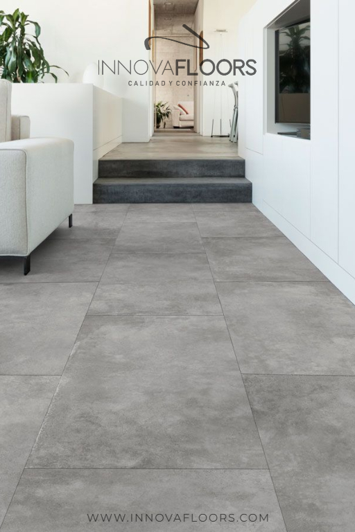 Piso vinílico tipo concreto LVT en rollo para casas y apartamentos